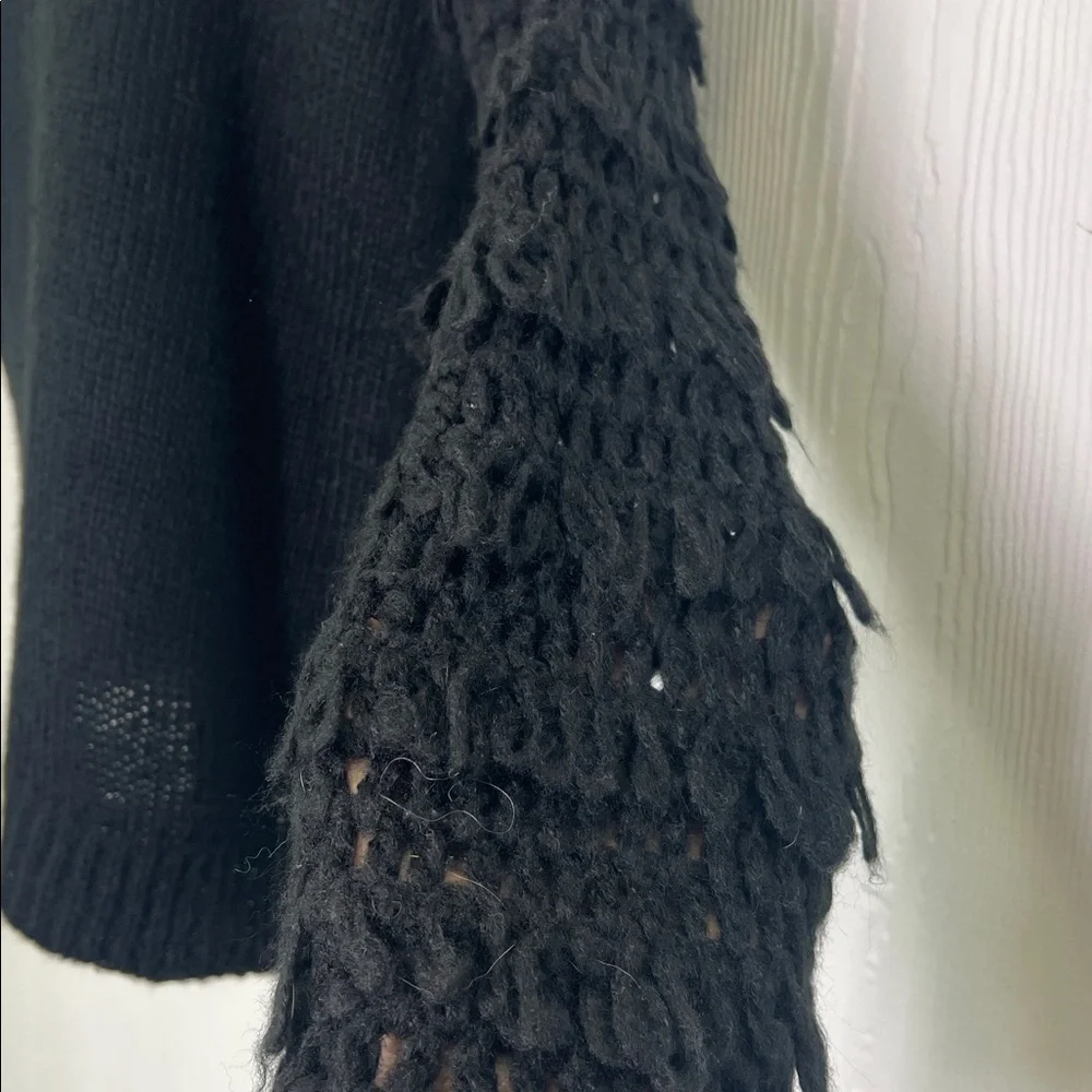 House Of Harlow X Revolve - Black One Shoulder Long Sleeve Fringe Sweater Medium